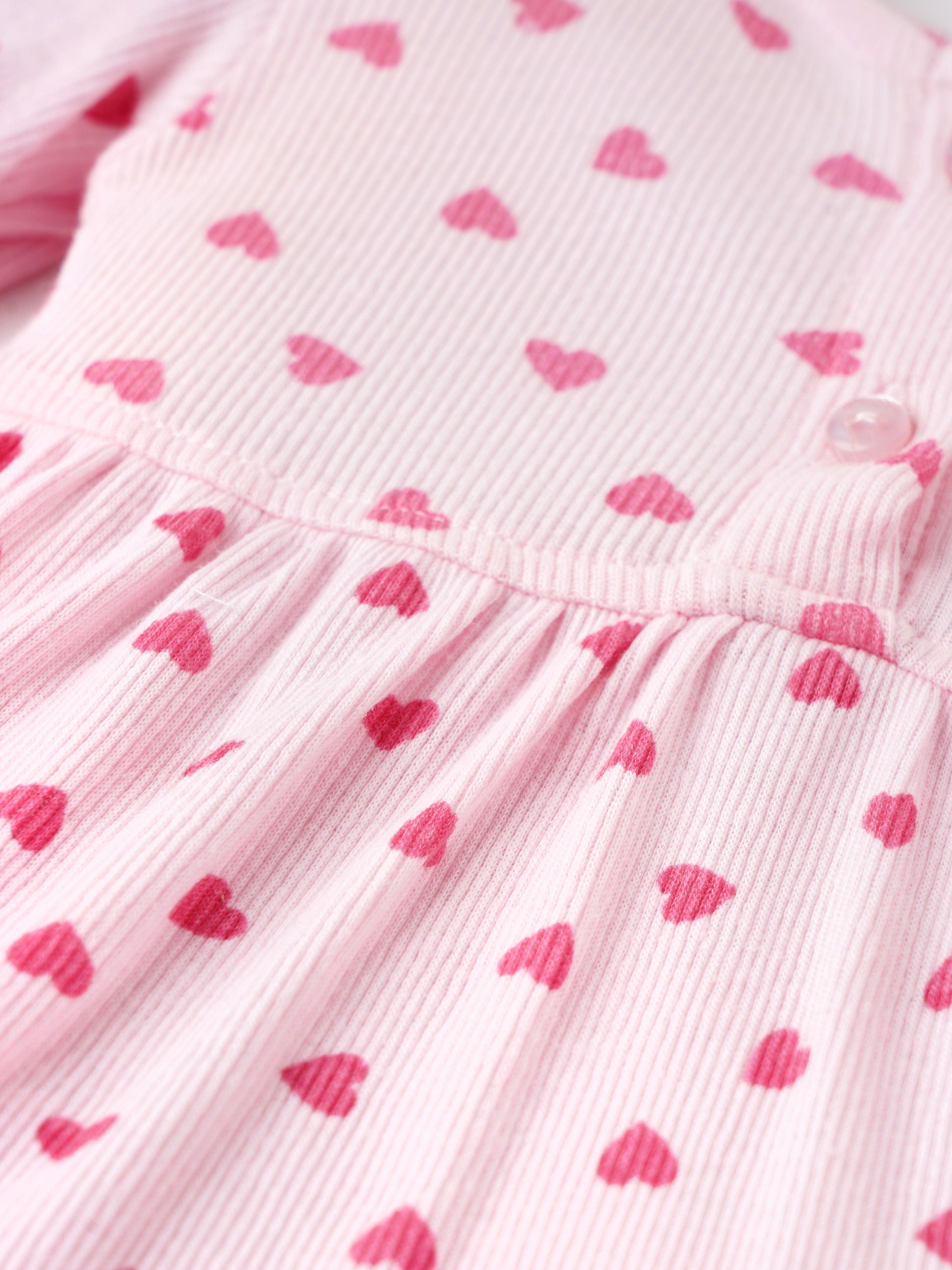 Popees Full Sleeve Front Open Frock (0–9 Months) – Soft & Stylish Heart-Print Dress for Baby Girls - Image 4