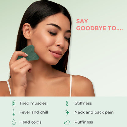 Prolume Gua Sha Facial Tool | Natural Jade Stone | For Spa, Acupuncture Therapy, Trigger Point Treatment | Scraping Massage Tool | Pack of 1, Green Stone