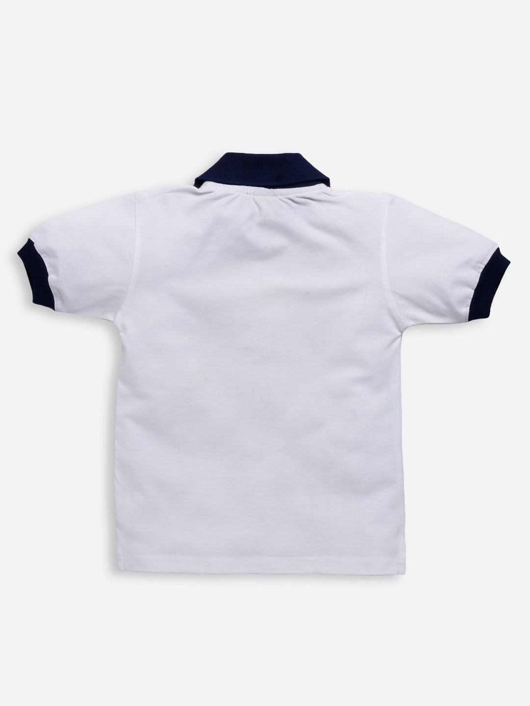 Boys White Black Polo Collar Pure Cotton T-shirt Moozoo Fashions