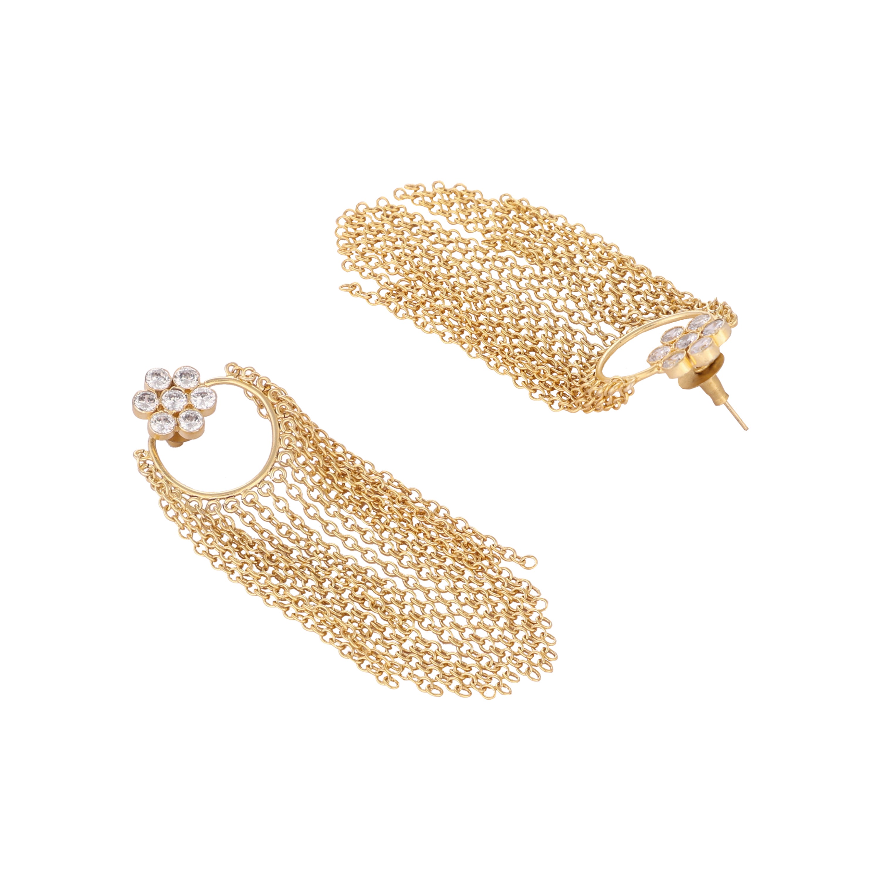 22K Gold Plated Contemporary Chain Drop Earrings