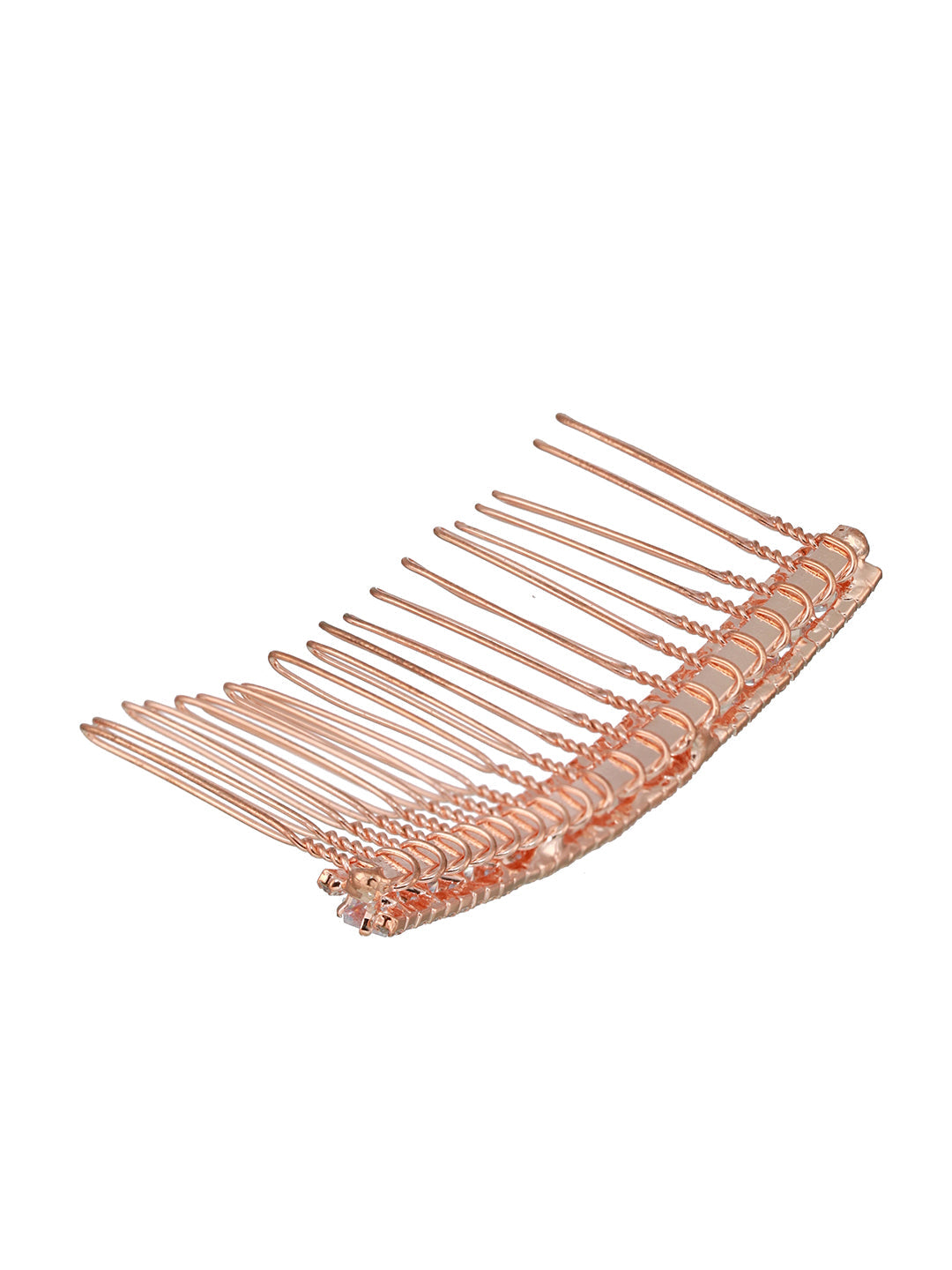 Women Rose Gold Plated & Silver-Toned Beaded Flowral Design Comb Pin