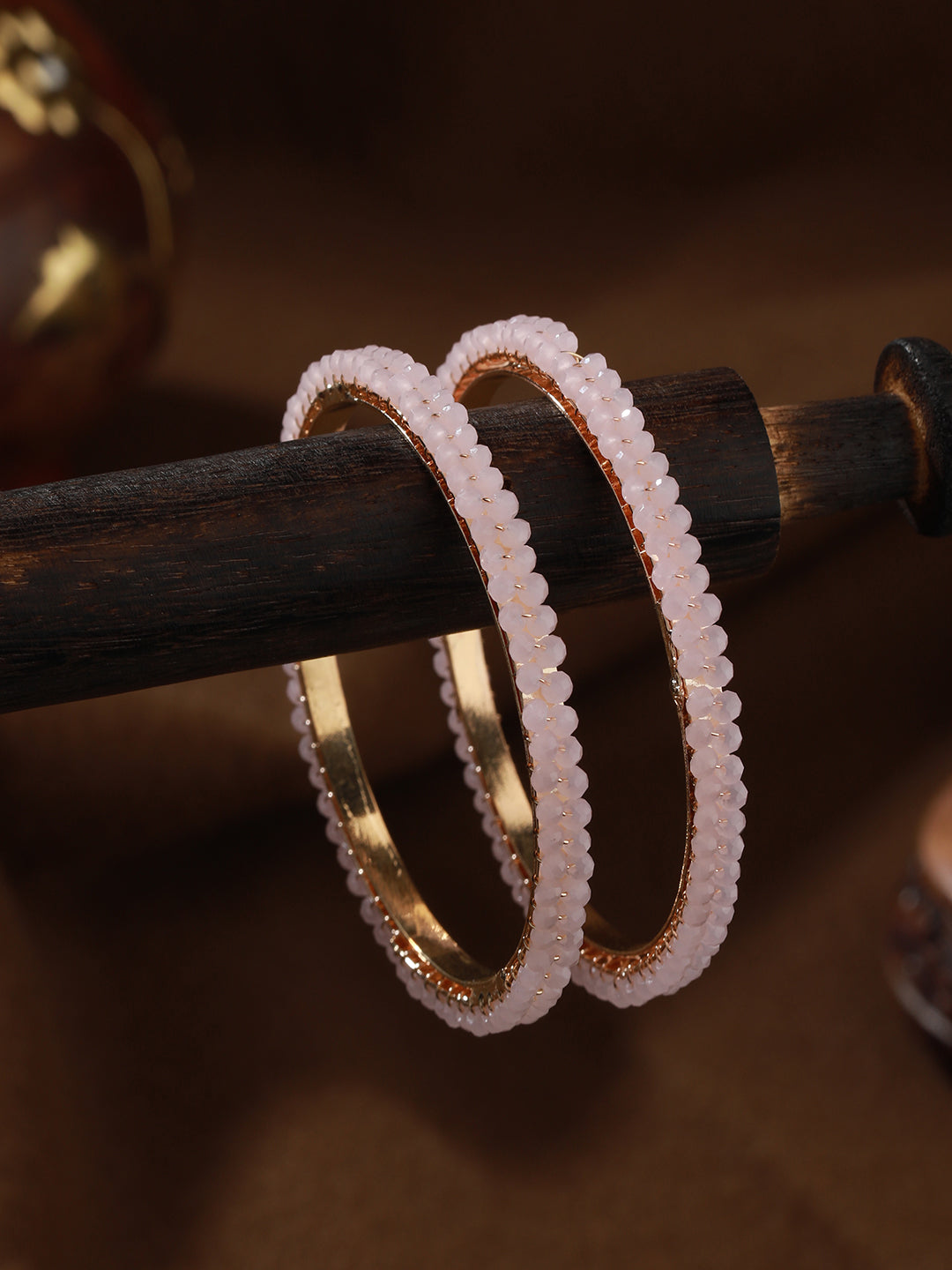 Set Of 2 Gold-Plated Crystal Beaded Bangles