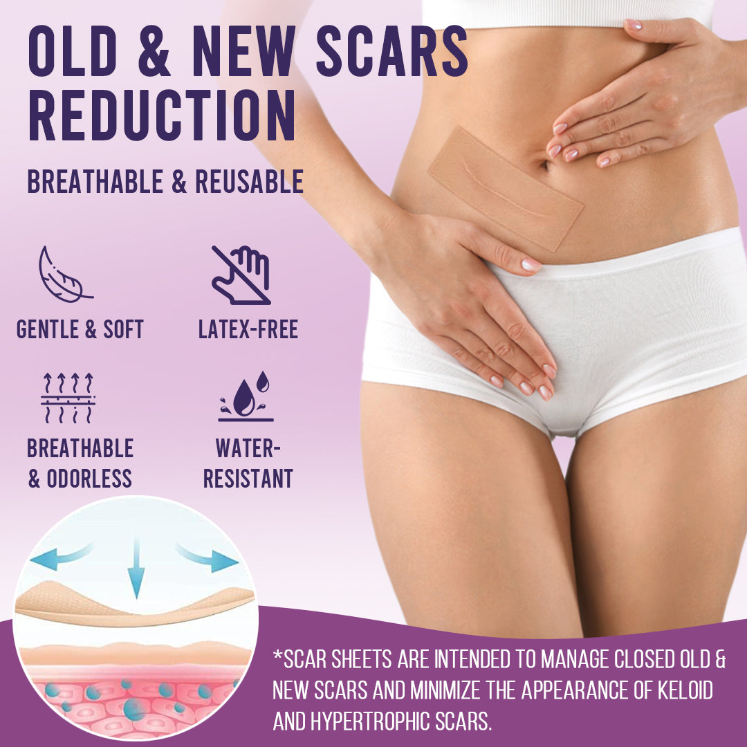 Sanfe Silicone Scar Sheet Prevent new & treat old scars Reduces redness, reusable No side effects 2 sheets, For men & women