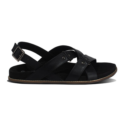 Fox Luxe Crossover Vegan Leather Black Men Sandals Planet Paaduks