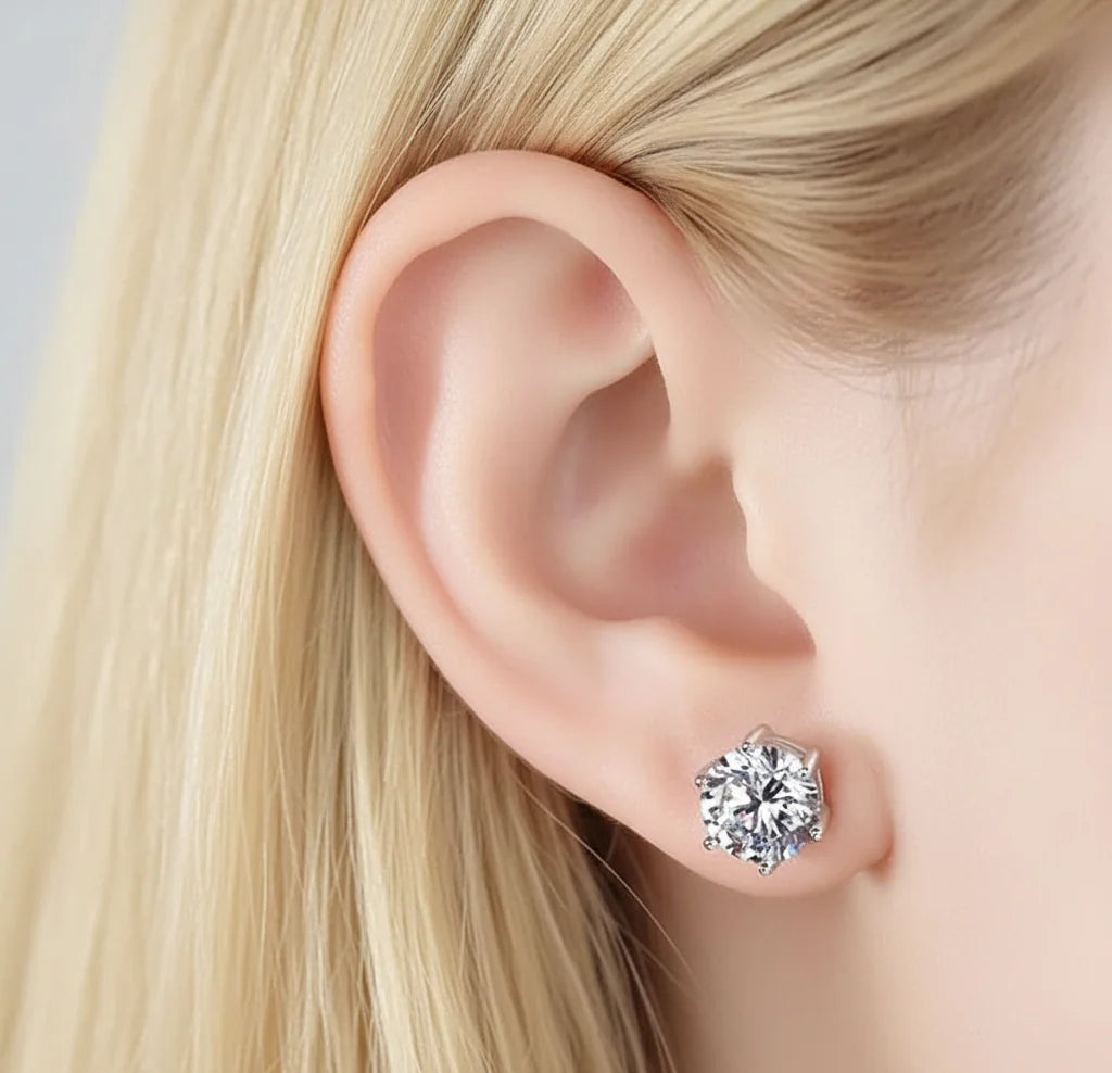 Silver Plated American Diamond Studded Stud Earrings