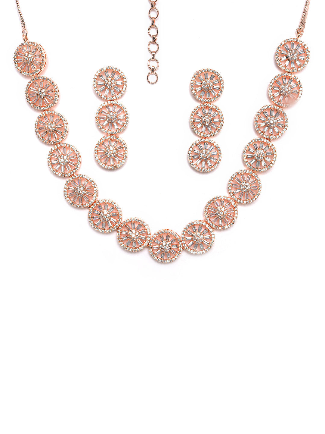 Rose Gold-Plated Ad-Studded Handcrafted Jewellery Set