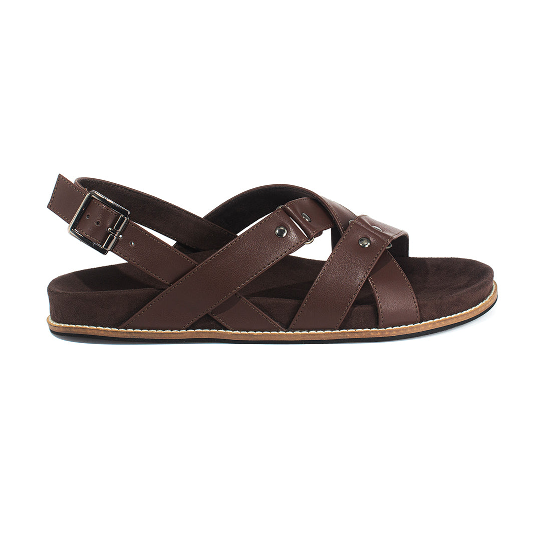Fox Luxe Crossover Vegan Leather Brown Men Sandals Planet Paaduks