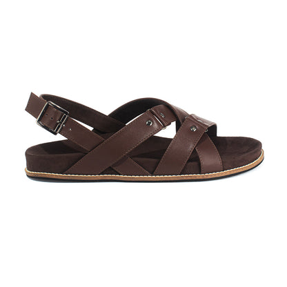 Fox Luxe Crossover Vegan Leather Brown Men Sandals Planet Paaduks