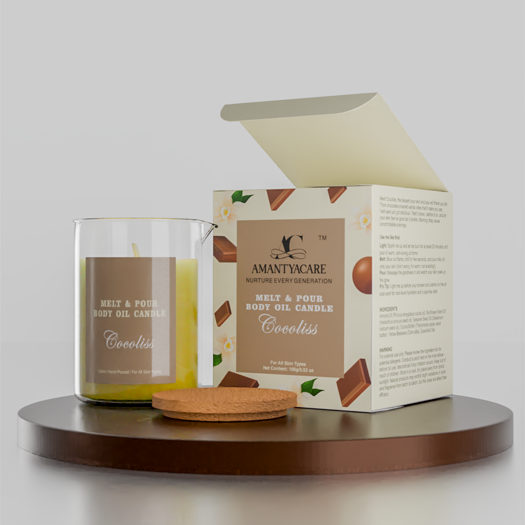 Melt & Pour Aromatherapy Body Oil Candle – Cocoliss (Chocolate & Vanilla) | Luxurious Massage & Moisturising Candle by Amantya Care Amantya Care