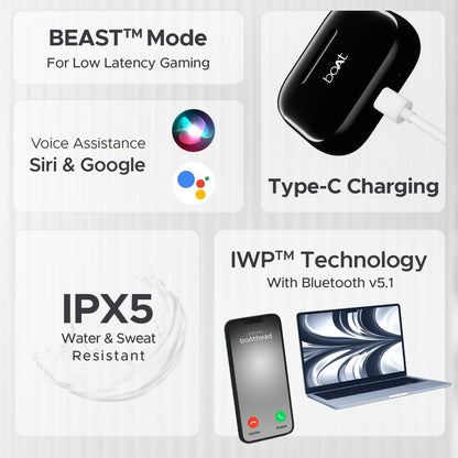 boAt Airdopes 163 in Ear Wireless Earbuds with 40 HRS Battery with Quick Touch Response Control ( Multi color)