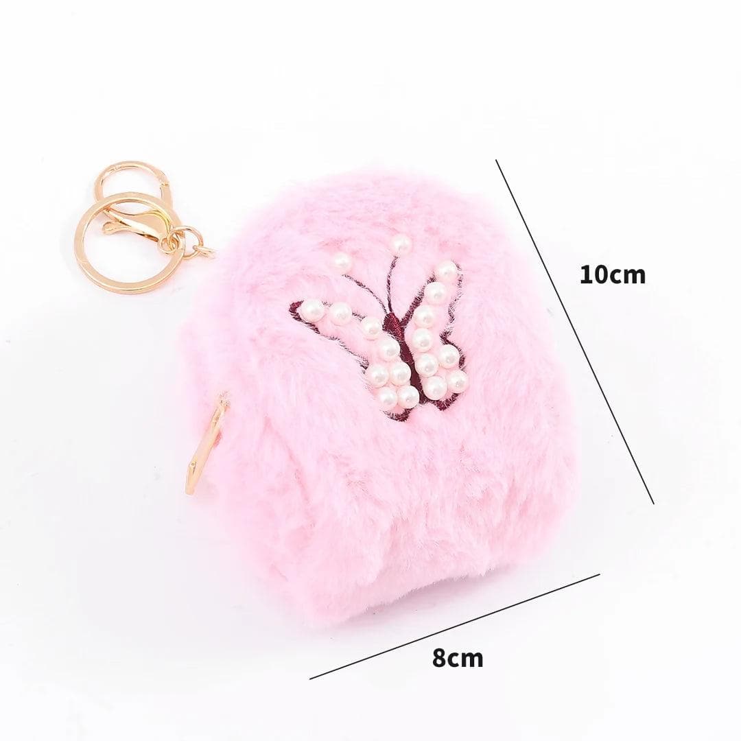 A Stylish 2in1 keychain and pouch (pink butterfly) . - HalfPe