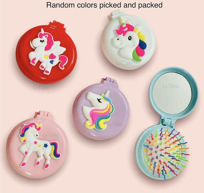 Unicorn Doll Mermaid Hairbrush With Mirror - HalfPe