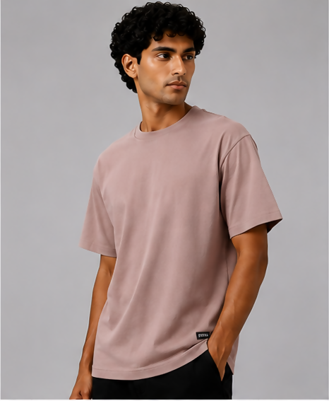 HUSTLE Men's Crew Neck Oversized T-Shirt – Dusty Pink