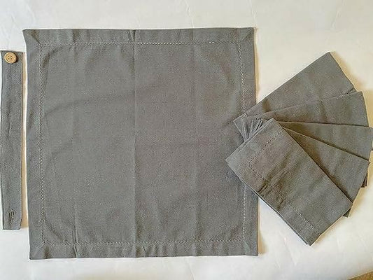 Lushomes Dark Grey Cloth and Table Napkins Folding with Hole Stitch (Pack of 6, 16 inch x 16 inch - Multi colour) - HalfPe