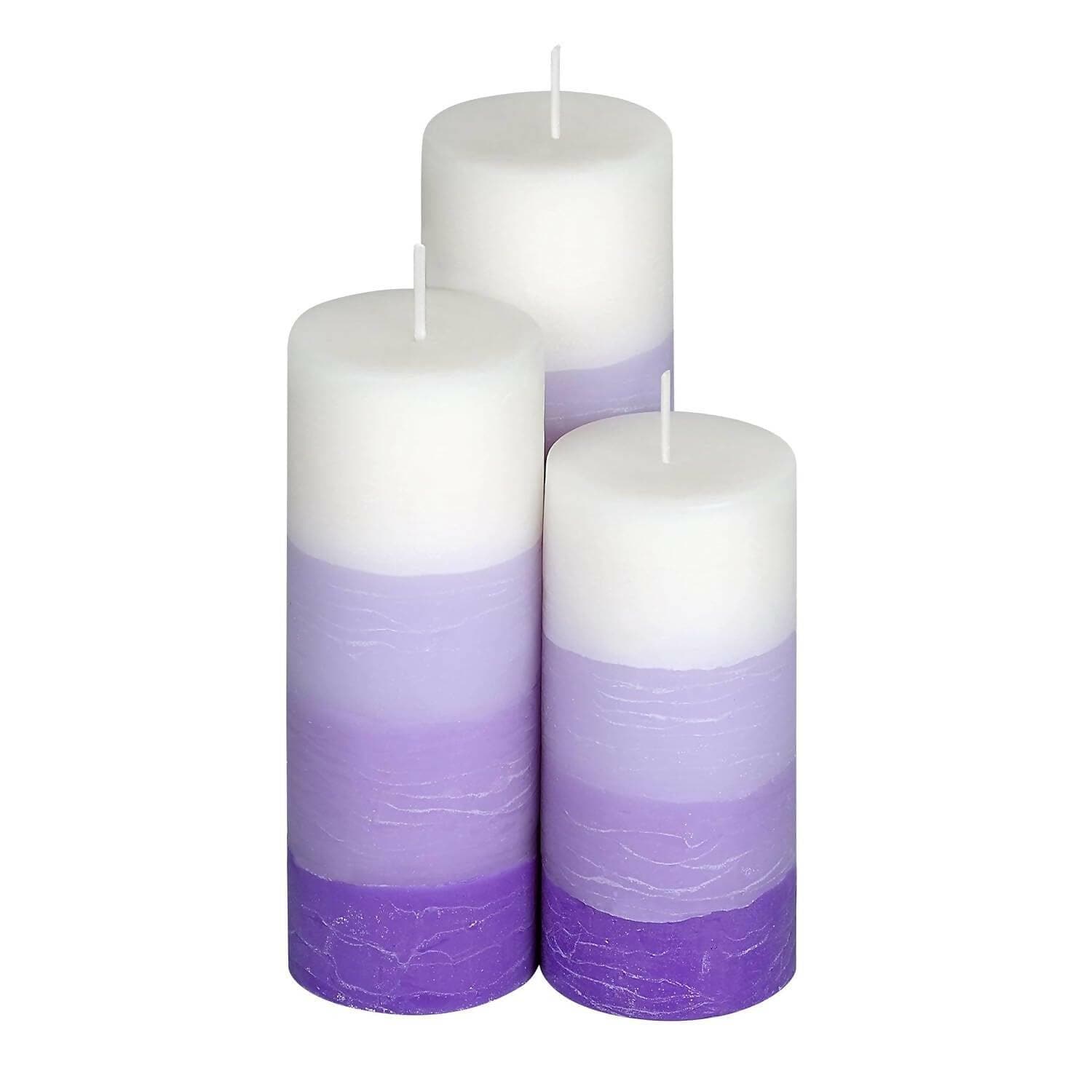 PROSPERRO LUMO by Parkash Candle Set of 3 Fragrance Pillar Candles Shade Finish (Purple - Lavender) - HalfPe