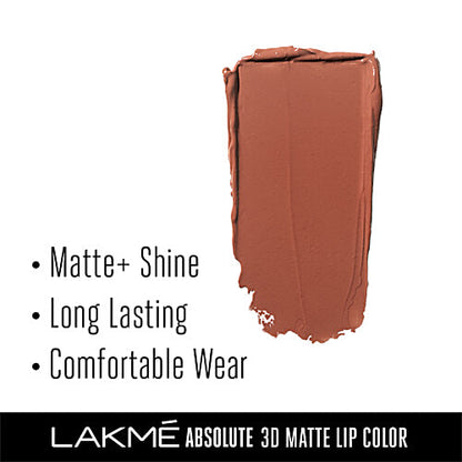 Lakme Absolute 3D Matte Lipstick - British Brown, 3.6 g