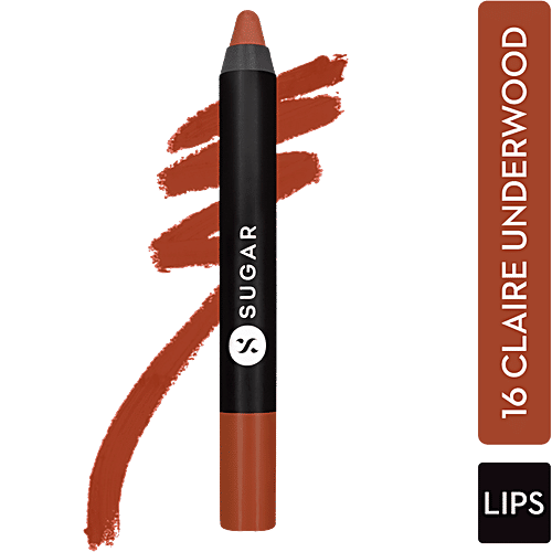 Sugar Cosmetics Matte As Hell Crayon Lipstick - Burnt Orange, Highly Pigmented, Long Lasting, 2.8 g 16 Claire Underwood