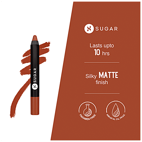 Sugar Cosmetics Matte As Hell Crayon Lipstick - Burnt Orange, Highly Pigmented, Long Lasting, 2.8 g 16 Claire Underwood