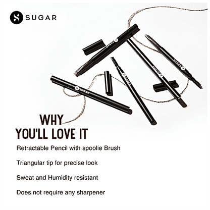 Sugar Cosmetics Arch Arrival Brow Definer - For Dark Black Hair, 3.5 g 04 Felix Onyx