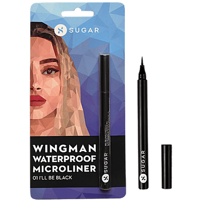 Sugar Cosmetics Wingman Waterproof Microliner - Long Lasting, Transfer Proof, 1.6 g 01 I'll Be Black