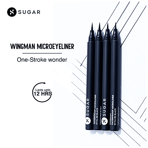 Sugar Cosmetics Wingman Waterproof Microliner - Long Lasting, Transfer Proof, 1.6 g 01 I'll Be Black