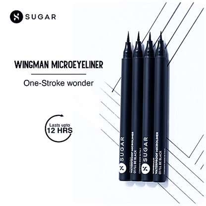 Sugar Cosmetics Wingman Waterproof Microliner - Long Lasting, Transfer Proof, 1.6 g 01 I'll Be Black