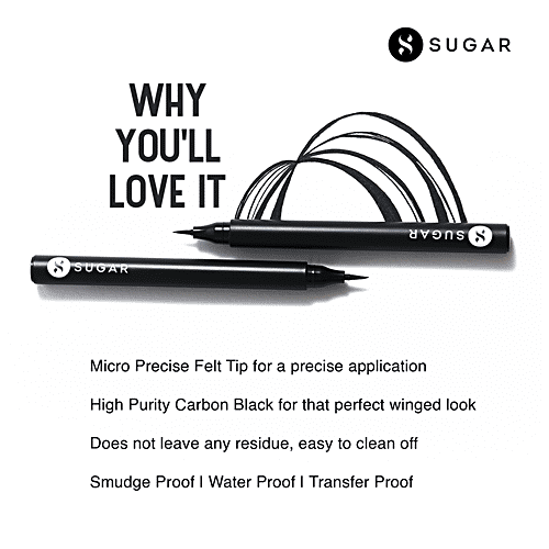 Sugar Cosmetics Wingman Waterproof Microliner - Long Lasting, Transfer Proof, 1.6 g 01 I'll Be Black