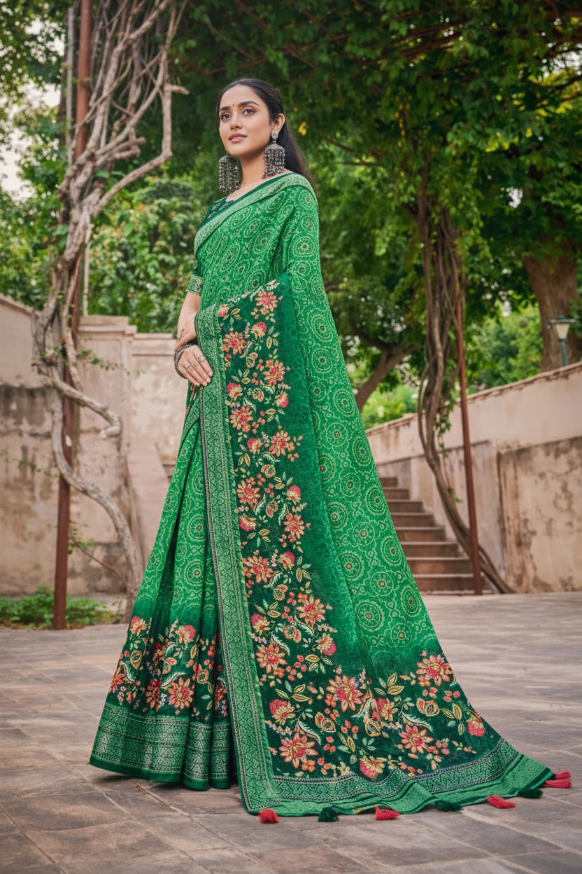 Comfort Linen Cotton Printed Saree for Daily & Office Wear Kalyani silks and sarees