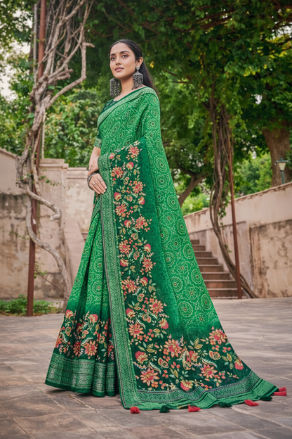 Comfort Linen Cotton Printed Saree for Daily & Office Wear Kalyani silks and sarees