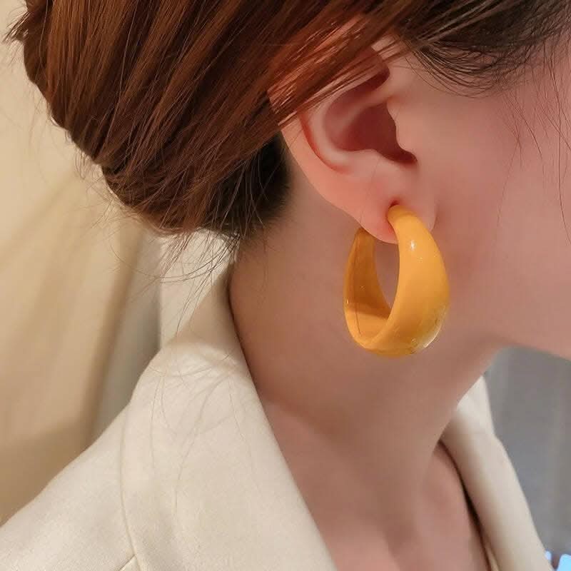 Fashion Acrylic C-Shape Chunky Hoop Earrings for Women – Simple Personality Statement Jewelry – Lightweight & Trendy Accessory MK Collections