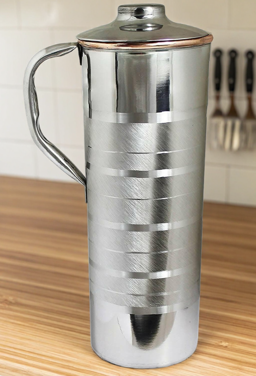 Prisha India Craft Stainless Steel Copper Jug Pitcher, Luxury Design, Capacity (900 M)