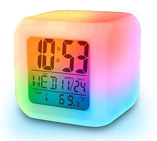 Multicolour Changing Digital LED Alarm Clock (white) - HalfPe