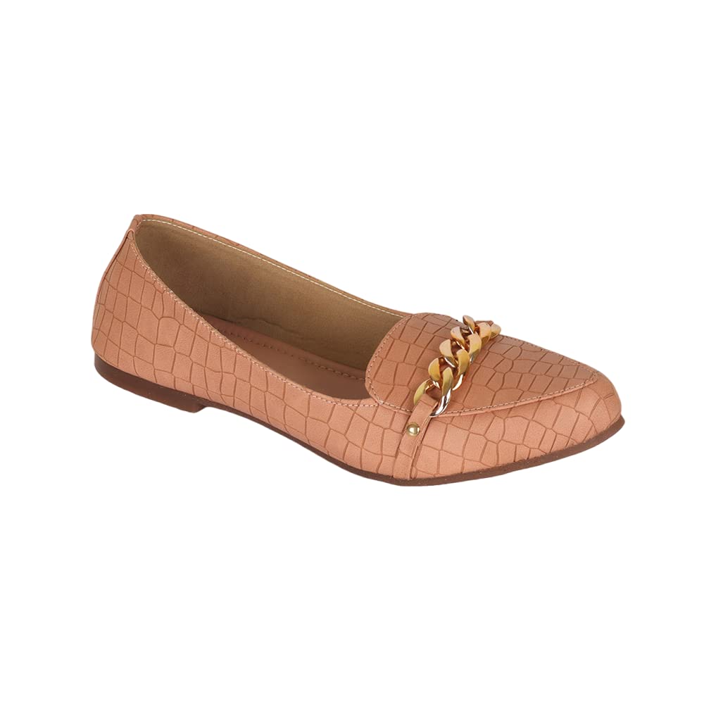 Indifeet Ballerina Shoes for Women - Peach - Size 7