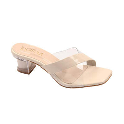 Indifeet Cross Strap Block Heels - Beige - Size 7