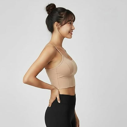 Women's Cotton Everyday Sports Bra – Wire-Free, Lightly Padded Support Shaper for Yoga, Gym & Daily Wear (Free Size) dainty