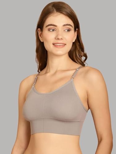 DAINTY Women's Grey Cotton Sports Bra – Wire-Free, Adjustable Straps (1PC) DaintyCLiQ