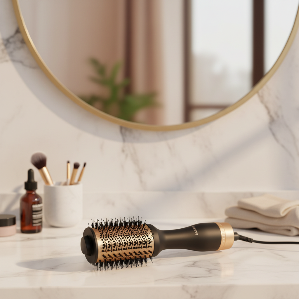 AGARO HV2179 Hot Air Brush for Hair, Volumizer & Styler, 360° Airflow Vent, 1200W, Gold & Black