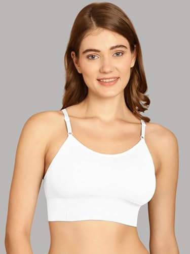 DAINTY Women's White Sports Bra – Free Size, Wire-Free Comfort (Pack of 1) DaintyCLiQ
