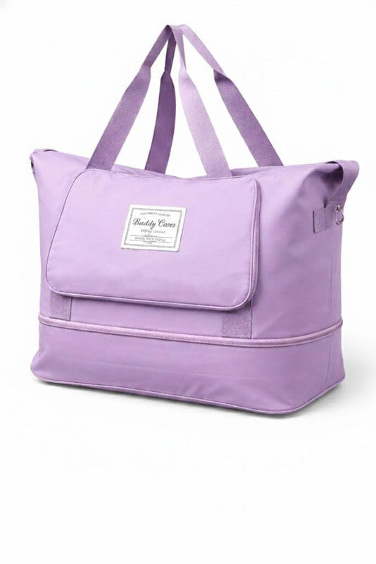 Buddy Cares Nylon 41 Litre Expandable Foldable Travel Duffle Bag for Women – Waterproof – Purple