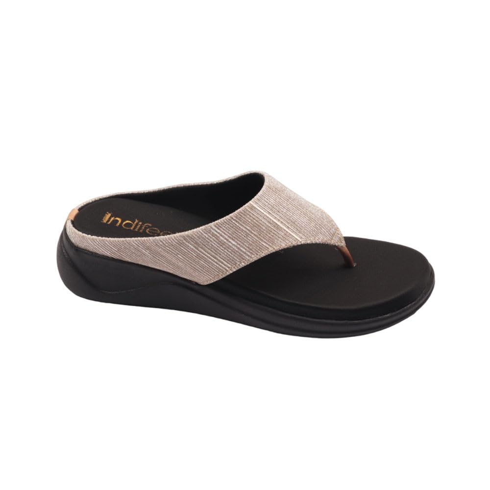 Indifeet Comfortable Thong Platform Sandals for Women - Rose Gold - Size 7