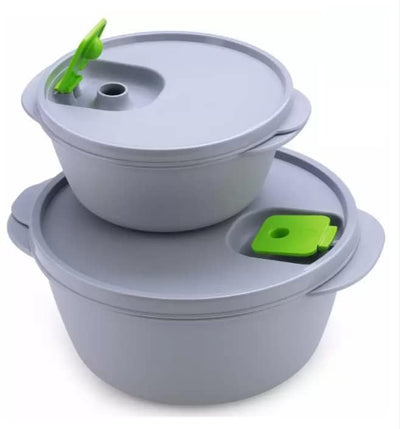 GOODLIFE Microwave Safe Plastic Bowl 1900ml and 900ml, Set of 2, Grey pack of (1)