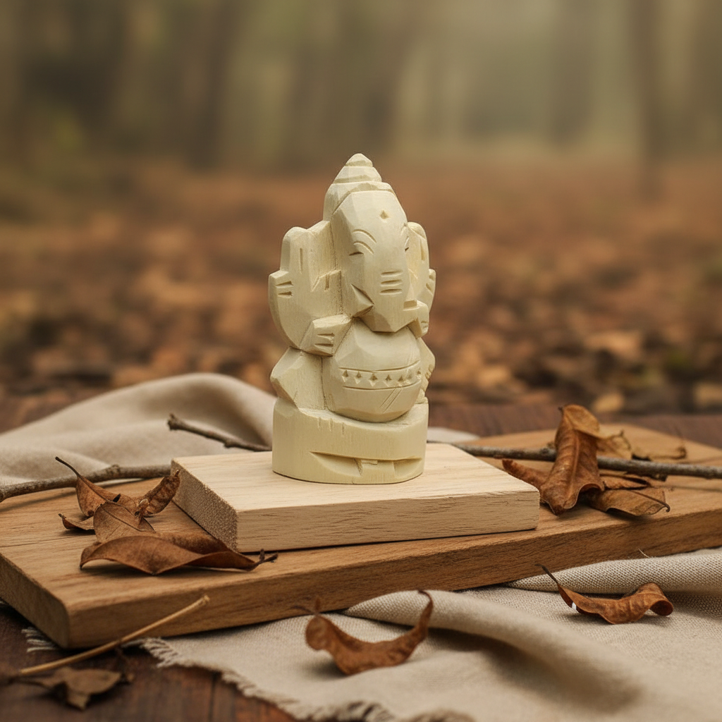 Natural Tella Jilledu Ganapathi - Swetharka Ganesh - Jilledu Ganapathi - Vallampuri Vinayakar - (Wood)