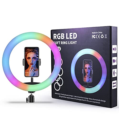 8'' RGB LED Ring Light with Adjustable Tripod & Phone Holder – USB Powered for Flawless Makeup, Live Streaming, & YouTube Videos