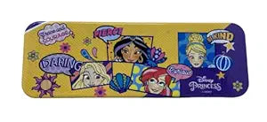 HMI Disney & Marvel Jumbo Metal Pencil Box with Oil Matte Infusion Finish, in Princess, Belle Princess, Avengers & Spider Man Characters, 2 levels (Princess)