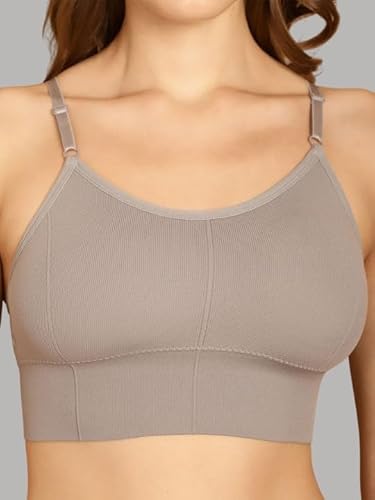 DAINTY Women's Grey Cotton Sports Bra – Wire-Free, Adjustable Straps (1PC) DaintyCLiQ