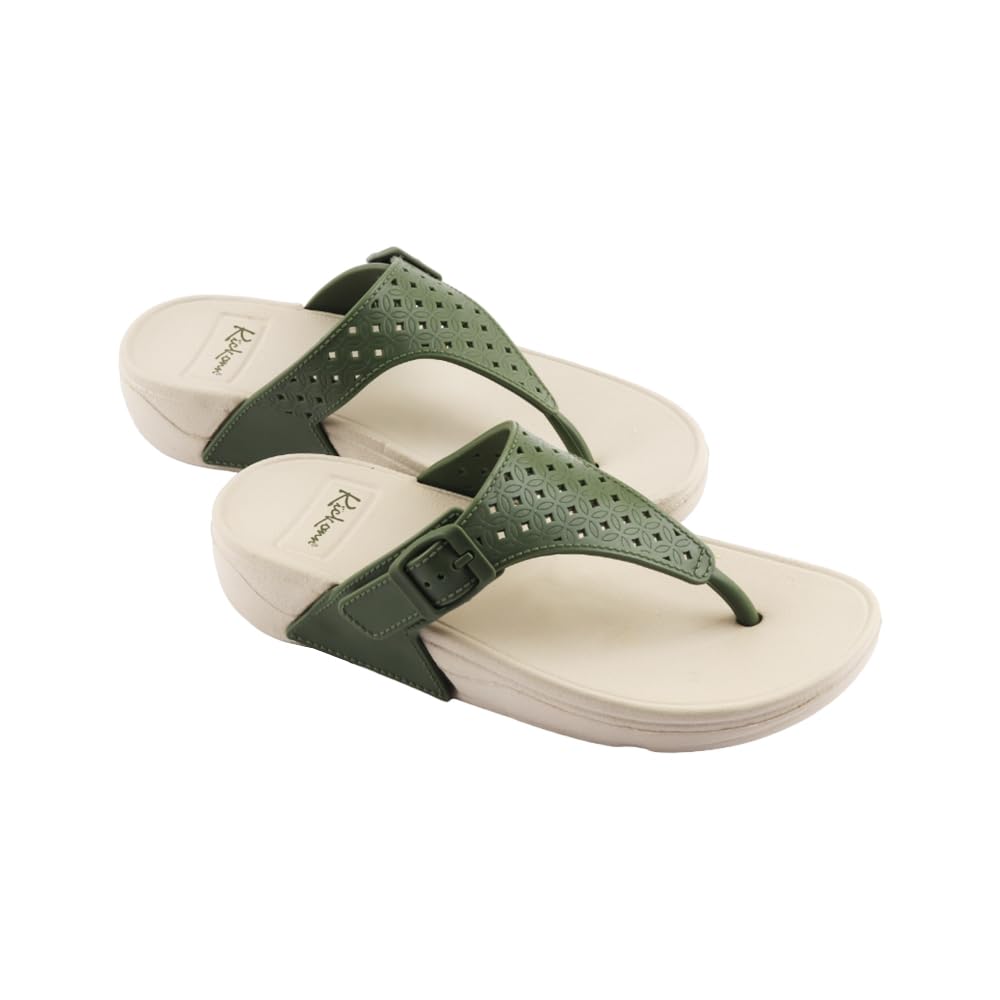 Indifeet Casual Thong Chappals for Women - Green - Image 15