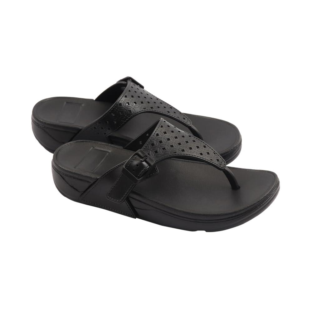 Indifeet Casual Thong Chappals for Women - Black - Image 6