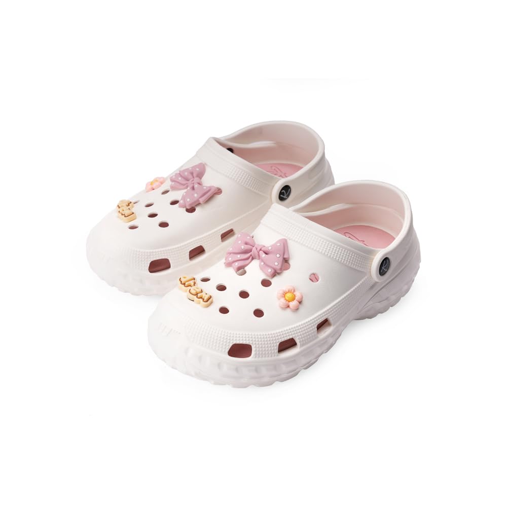 Indifeet Casual Waterproof Clog Shoes for Women - White and Pink - Image 1