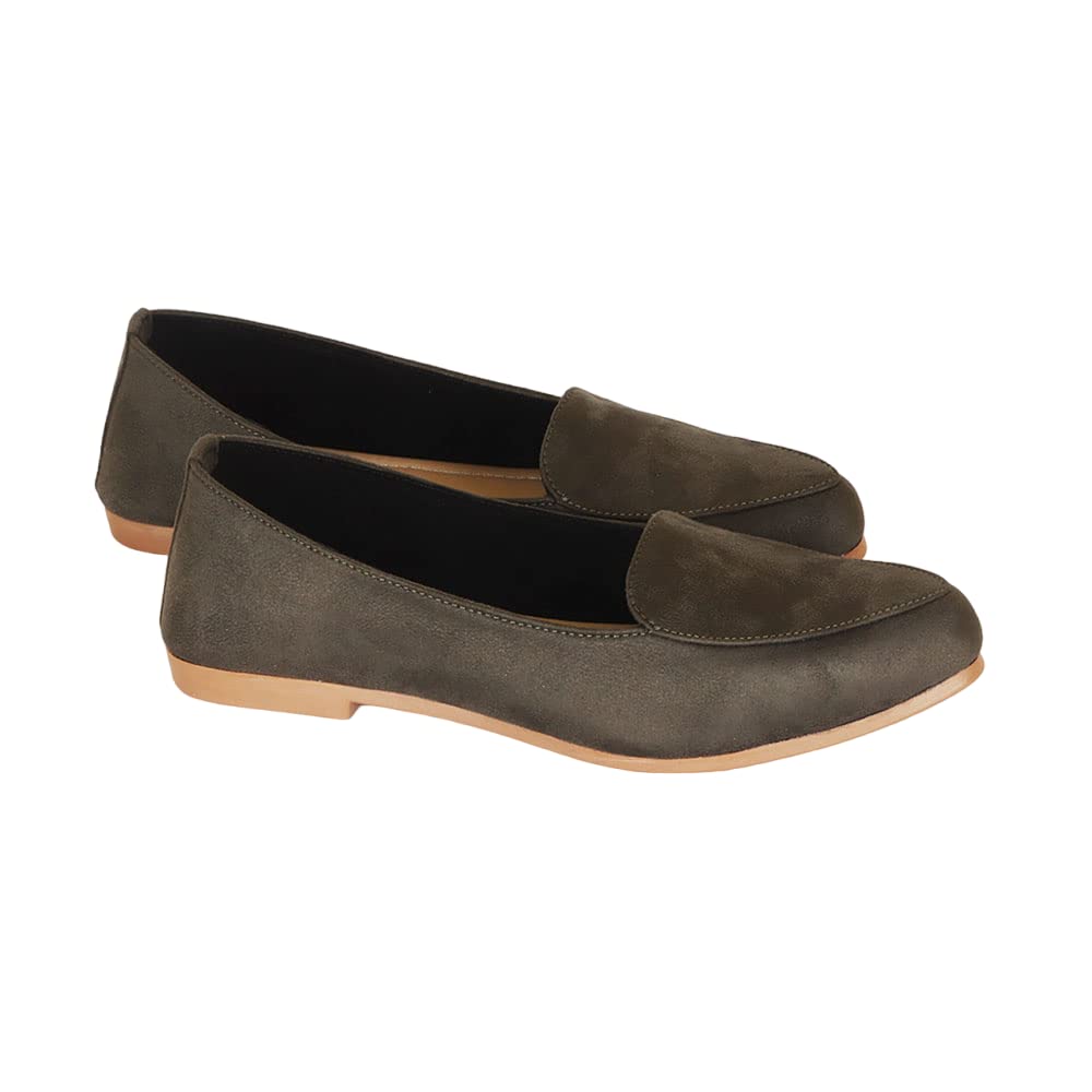Indifeet Stylish Flat Ballerina Shoes for Women - Green - View 5