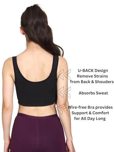 Women Cotton Non Padded  Air Sports Bra (Pack of 3) (Multi color)